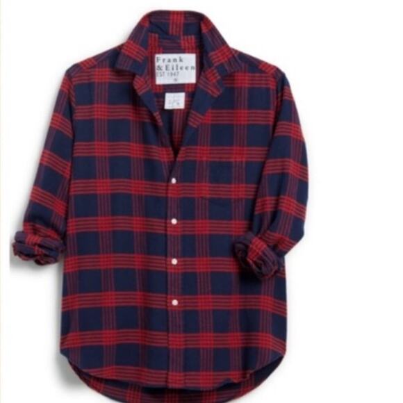 Frank & Eileen Eileen Button-Up Shirt Red And Blue Plaid Flannel Modal Size XS - Picture 4 of 15